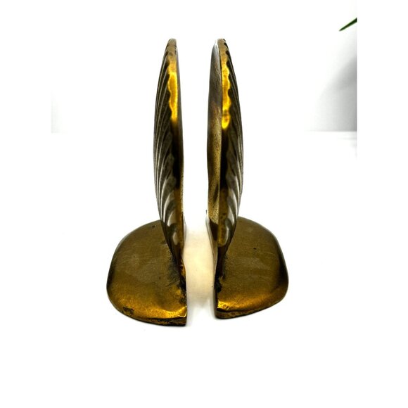 Vintage Solid Brass Shell Bookends Initial "H" - Picture 5 of 14